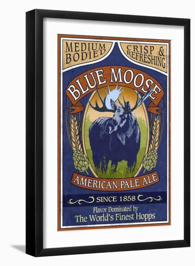 Blue Moose Pale Ale - Vintage Sign-Lantern Press-Framed Art Print