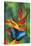 Blue Morpho on a Heliconia Flower-Darrell Gulin-Stretched Canvas