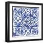 Blue Mosaic Tile I-Eva Watts-Framed Art Print