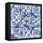 Blue Mosaic Tile I-Eva Watts-Framed Stretched Canvas