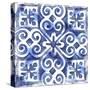 Blue Mosaic Tile I-Eva Watts-Stretched Canvas