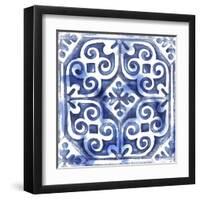 Blue Mosaic Tile II-Eva Watts-Framed Art Print