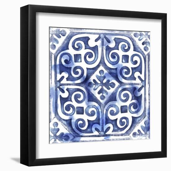 Blue Mosaic Tile II-Eva Watts-Framed Art Print
