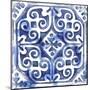 Blue Mosaic Tile II-Eva Watts-Mounted Art Print