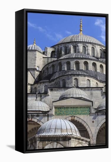 Blue Mosque Domes under an Intense Blue Sky-Eleanor Scriven-Framed Stretched Canvas