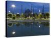 Blue Mosque in Evening, Reflected in Pond, Sultanahmet Square, Istanbul, Turkey, Europe-Martin Child-Stretched Canvas