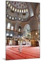 Blue Mosque Interior, UNESCO World Heritage Site, Mullah in Foreground, Istanbul, Turkey, Europe-James Strachan-Mounted Premium Photographic Print