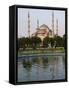 Blue Mosque Reflected in Pond, Sultanahmet Square, Istanbul, Turkey, Europe-Martin Child-Framed Stretched Canvas