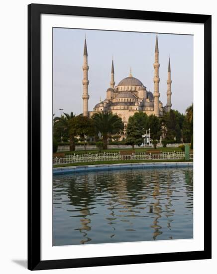 Blue Mosque Reflected in Pond, Sultanahmet Square, Istanbul, Turkey, Europe-Martin Child-Framed Photographic Print