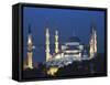Blue Mosque (Sultan Ahmet Mosque) at Night, Istanbul, Turkey-Lee Frost-Framed Stretched Canvas