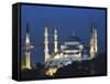 Blue Mosque (Sultan Ahmet Mosque) at Night, Istanbul, Turkey-Lee Frost-Framed Stretched Canvas