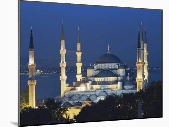 Blue Mosque (Sultan Ahmet Mosque) at Night, Istanbul, Turkey-Lee Frost-Mounted Photographic Print