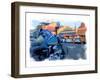 Blue Motorcycle, Venice Beach, California-Nicolas Hugo-Framed Giclee Print