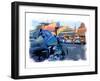 Blue Motorcycle, Venice Beach, California-Nicolas Hugo-Framed Giclee Print