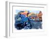 Blue Motorcycle, Venice Beach, California-Nicolas Hugo-Framed Giclee Print