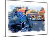 Blue Motorcycle, Venice Beach, California-Nicolas Hugo-Mounted Giclee Print