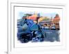 Blue Motorcycle, Venice Beach, California-Nicolas Hugo-Framed Giclee Print