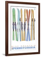 Blue Mountain, Pennsylvania, Skis in the Snow-Lantern Press-Framed Art Print