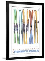 Blue Mountain, Pennsylvania, Skis in the Snow-Lantern Press-Framed Art Print