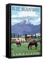 Blue Mountains Scene - Oregon-Lantern Press-Framed Stretched Canvas