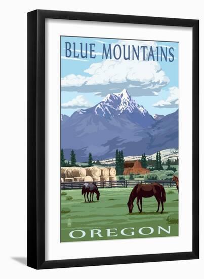 Blue Mountains Scene - Oregon-Lantern Press-Framed Art Print