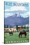 Blue Mountains Scene - Oregon-Lantern Press-Stretched Canvas