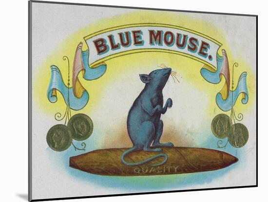 Blue Mouse Brand Cigar Box Label-Lantern Press-Mounted Art Print