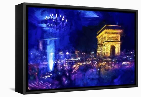 Blue Night in Paris-Philippe Hugonnard-Framed Stretched Canvas