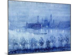 Blue Night, London-Joseph Pennell-Mounted Art Print