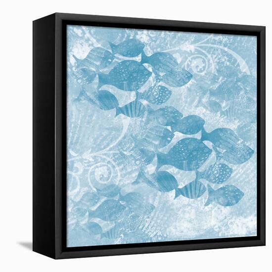 Blue Ocean School of Fish-Bee Sturgis-Framed Stretched Canvas