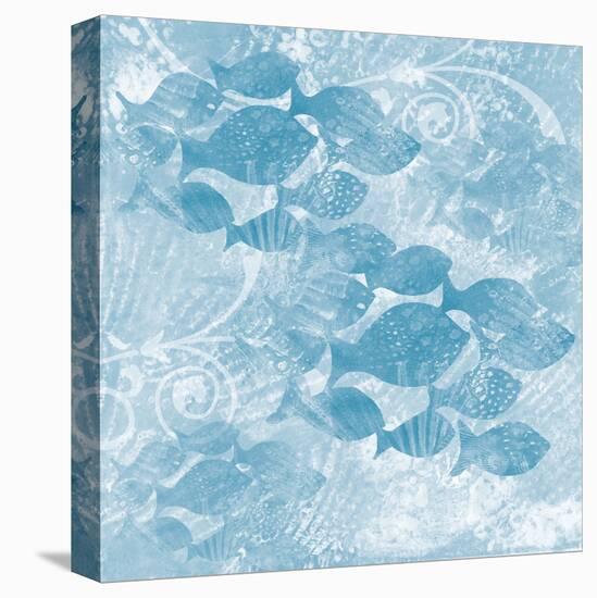 Blue Ocean School of Fish-Bee Sturgis-Stretched Canvas