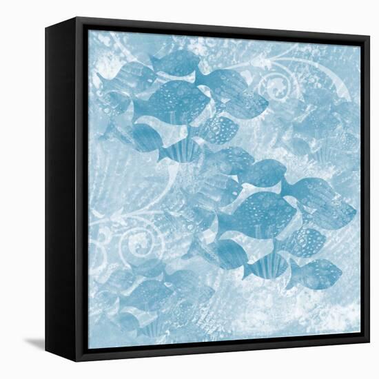 Blue Ocean School of Fish-Bee Sturgis-Framed Stretched Canvas