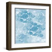 Blue Ocean School of Fish-Bee Sturgis-Framed Art Print