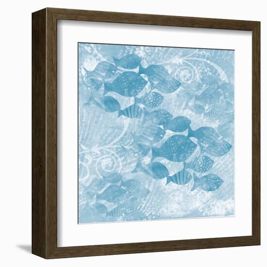 Blue Ocean School of Fish-Bee Sturgis-Framed Art Print