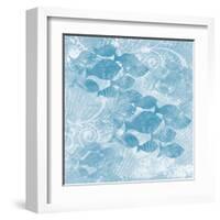 Blue Ocean School of Fish-Bee Sturgis-Framed Art Print