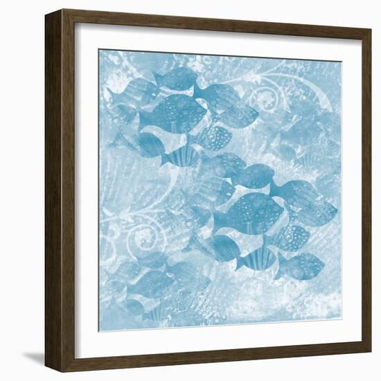 Blue Ocean School of Fish-Bee Sturgis-Framed Art Print