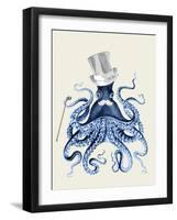 Blue Octopus on Cream b-Fab Funky-Framed Art Print