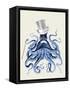 Blue Octopus on Cream b-Fab Funky-Framed Stretched Canvas