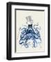 Blue Octopus on Cream b-Fab Funky-Framed Art Print