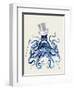 Blue Octopus on Cream b-Fab Funky-Framed Art Print