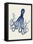 Blue Octopus on Cream e-Fab Funky-Framed Stretched Canvas