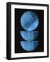 Blue on Black Half Moons and Full Moon-Eline Isaksen-Framed Art Print