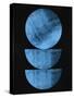 Blue on Black Half Moons and Full Moon-Eline Isaksen-Stretched Canvas