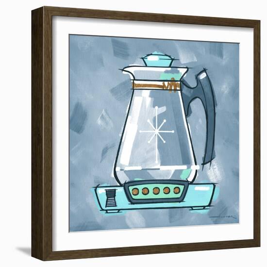 Blue On Blue Coffee Pot-Larry Hunter-Framed Giclee Print