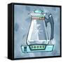 Blue On Blue Coffee Pot-Larry Hunter-Framed Stretched Canvas