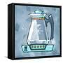 Blue On Blue Coffee Pot-Larry Hunter-Framed Stretched Canvas