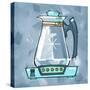 Blue On Blue Coffee Pot-Larry Hunter-Stretched Canvas