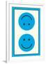 Blue Opposed Happy Faces-null-Framed Art Print