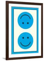 Blue Opposed Happy Faces-null-Framed Art Print