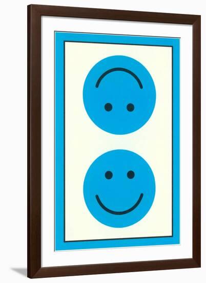 Blue Opposed Happy Faces-null-Framed Art Print